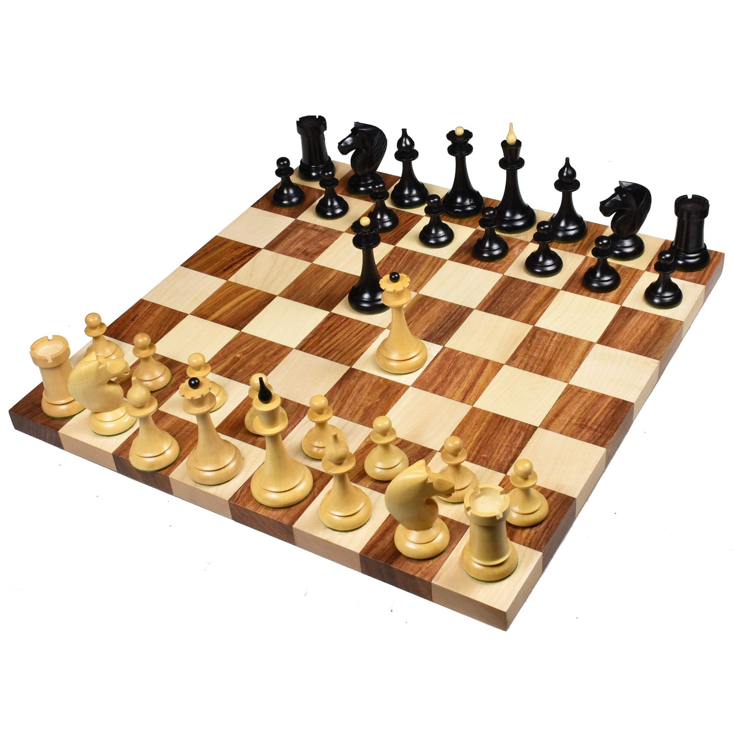 Royal Chess Mall 1950s Soviet Latvian Reproduced Chess Pieces Only Chess Set, Golden Rosewood and Boxwood Wooden Chess Set, 4-in King, Double Weighted Chess Pieces (2.5 lbs)