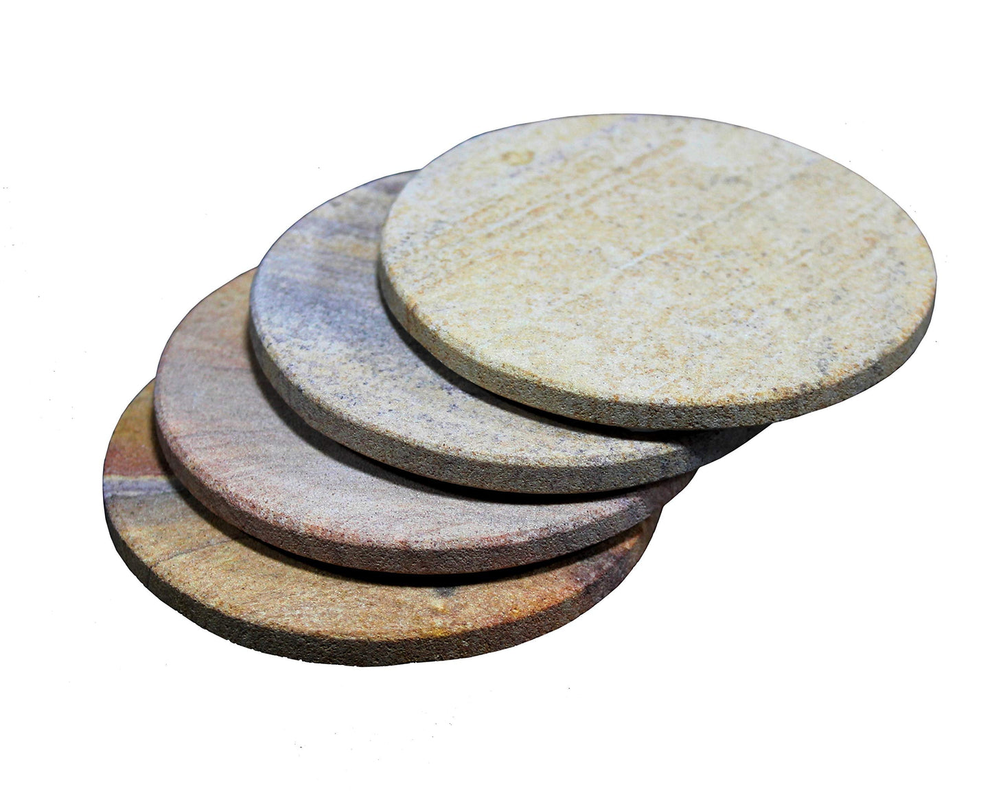 KLEO Coaster Set Made of Natural Rainbow Stone - Natural Water Absorbent, Unique Table Coaster Set (Round)