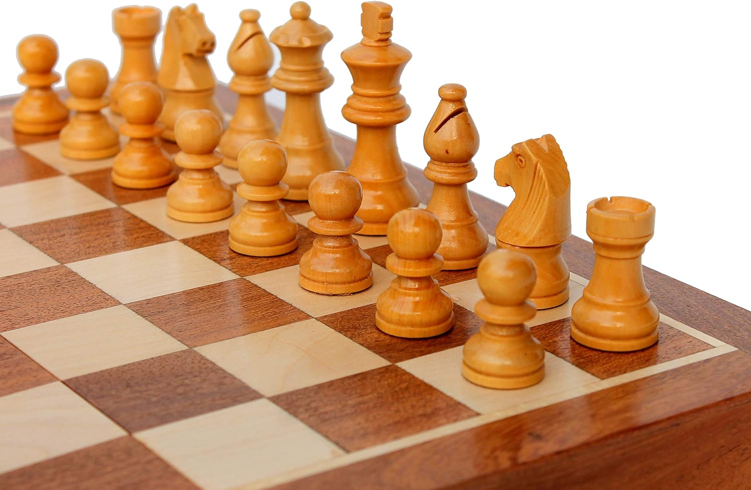 StonKraft 10" x 10" Wooden Chess Game Board Set + Wooden Chess Pieces