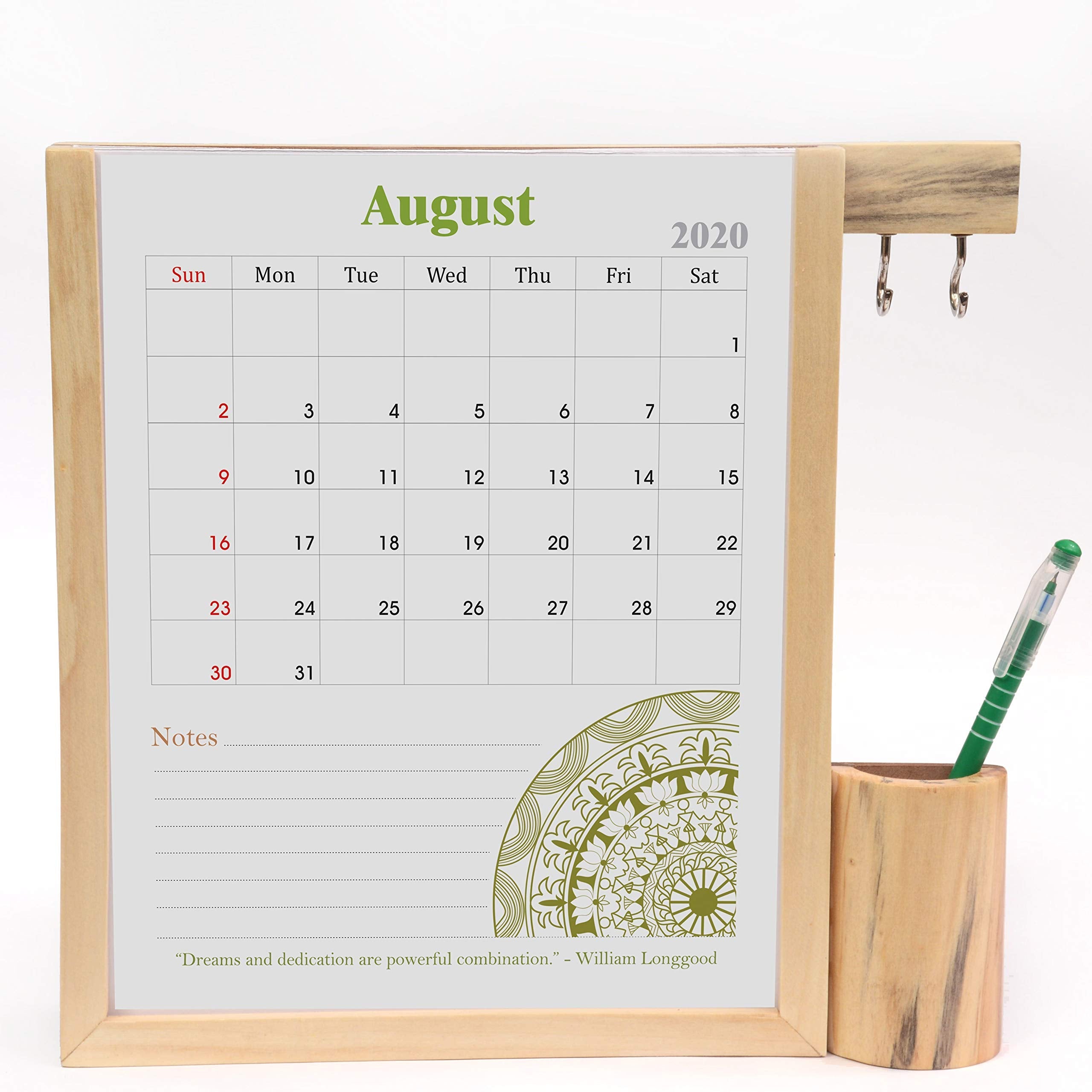 IVEI Classique Monthly Planner Calendar with Keyhook and Stationery Holder/Vase