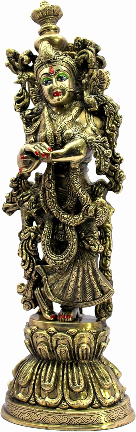 eSplanade Brass Radha Murti Idol Statue Sculpture - Antique - 21" Inches (Big Size)