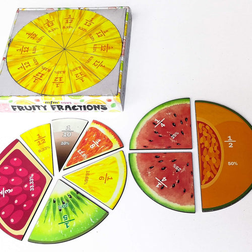 MFM Toys Fruity Fraction (Fractions & Percentage Circles) ~ Magnetic Maths Manipulatives for Classroom/Home Fraction Circles Teacher aids