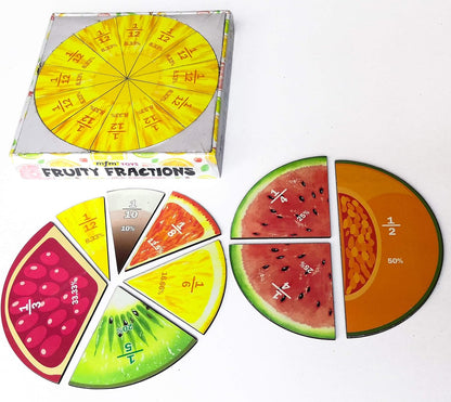 MFM Toys Fruity Fraction (Fractions & Percentage Circles) ~ Magnetic Maths Manipulatives for Classroom/Home Fraction Circles Teacher aids