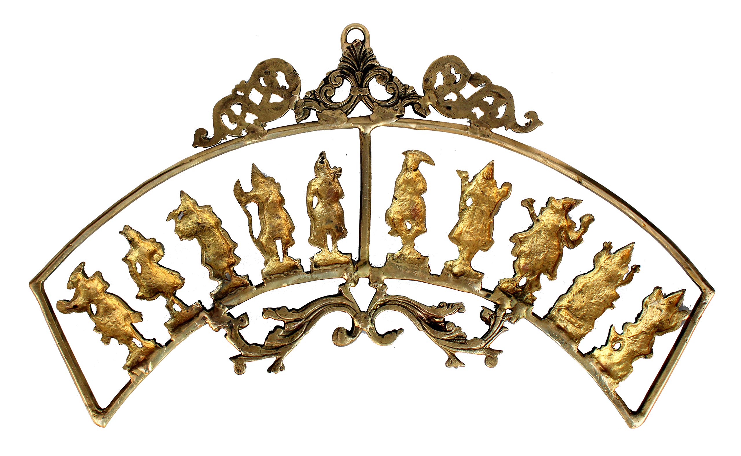eSplanade - Brass Vishnu Dashavatar Dashavatara Dasavatharam - Ten Incarnations Avtars - Ten Incarnations of Lord Vishnu - Wall Hanging