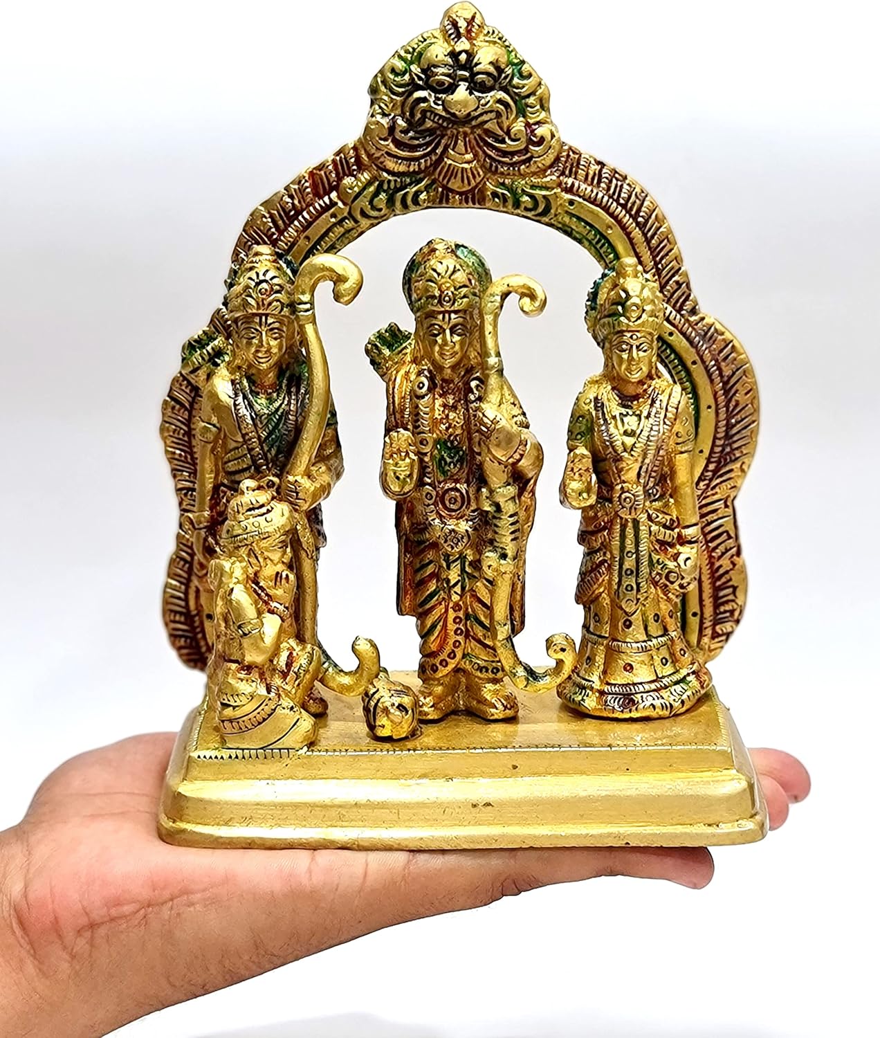 StonKraft - Brass Ram Darbar includes Rama, Sita, Laxman, Hanuman Murti Idol Statue Figurine | 6.75" inches