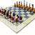 StonKraft Collectible Australian Marble and Lapis Lazuli Chess Board Set + Brass Chess Pieces Pawns - Decorative Stone Chess - 15" Inches