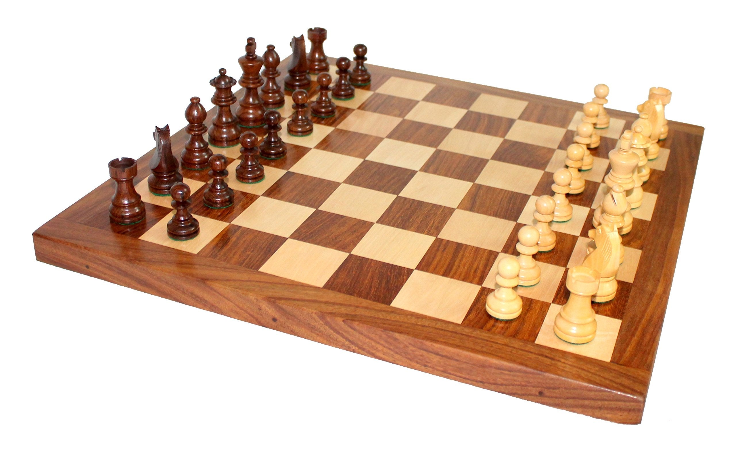 StonKraft 16"(Wood) Non-Folding Professional Tournament Collectible Rosewood Chess Game Board Set + Wood Crafted Pieces