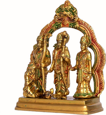 StonKraft - Brass Ram Darbar includes Rama, Sita, Laxman, Hanuman Murti Idol Statue Figurine | 6.75" inches