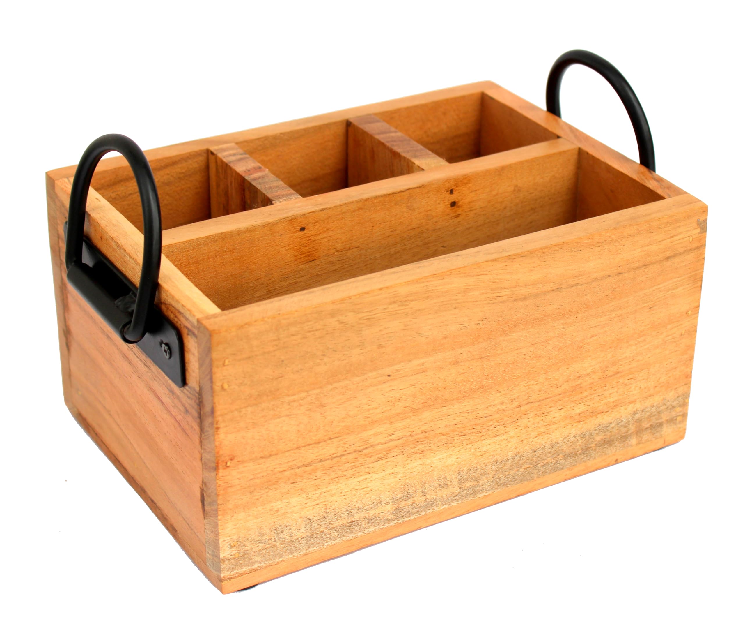 ESPLANADE Wooden Cutlery Stand Holder Caddy - Spoon Stand for Kitchen | Dining Table Chammach Stand | Multipurpose Stand for Forks, Pens, Knives | 8" Inches - Brown