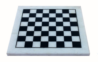 StonKraft Collectible White Natural Stone & Black Marble Chess Board without Pieces Pawns - Decorative Stone Chess - Home Decor - 12" Inches