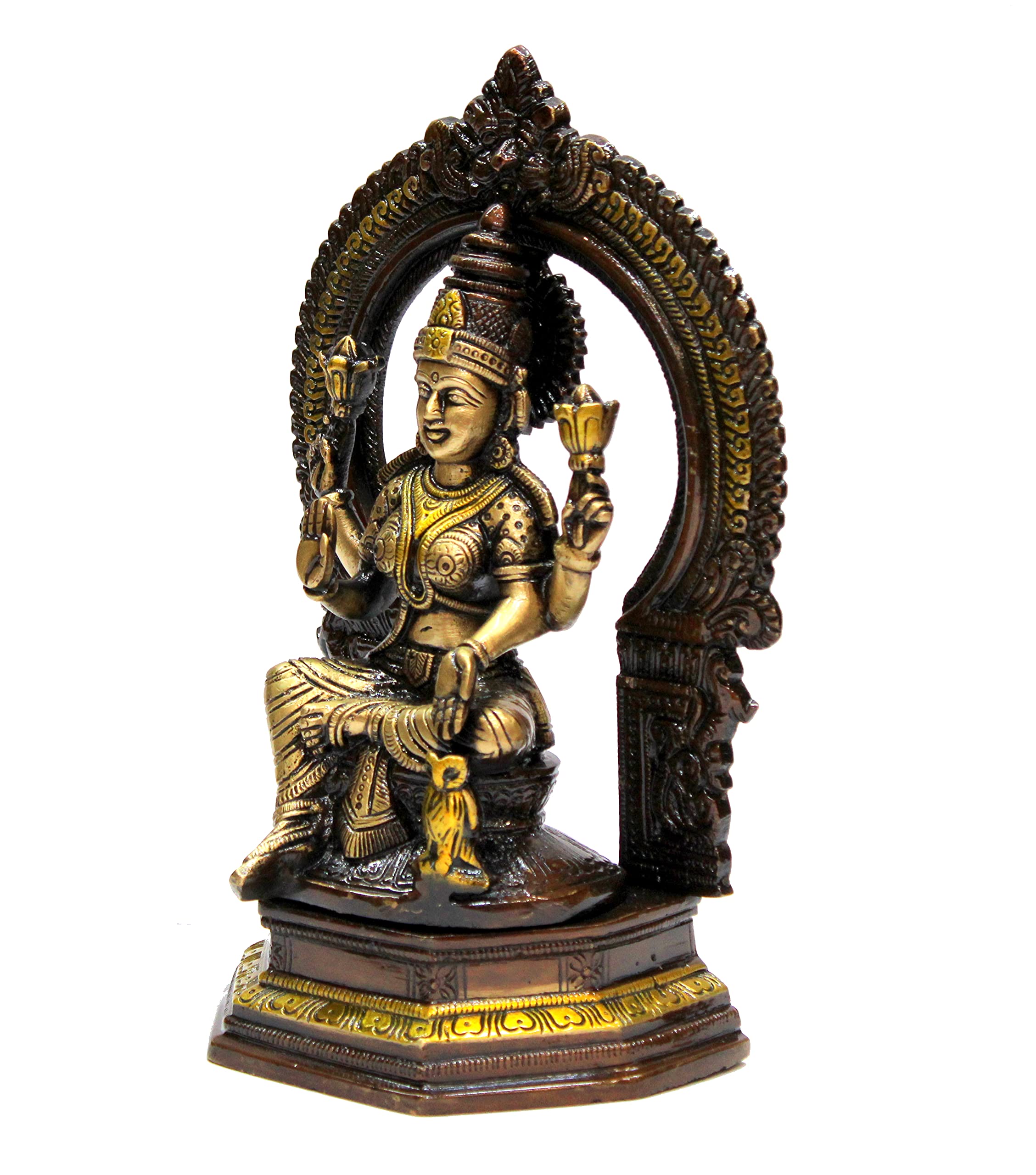 eSplanade Brass Laxmi Lakshmi Goddess Murti Idol Statue Figurine Sculpture | Pooja Idols - Home Decor | Golden - 6.75" Inches & 9.75" Inches - Multi