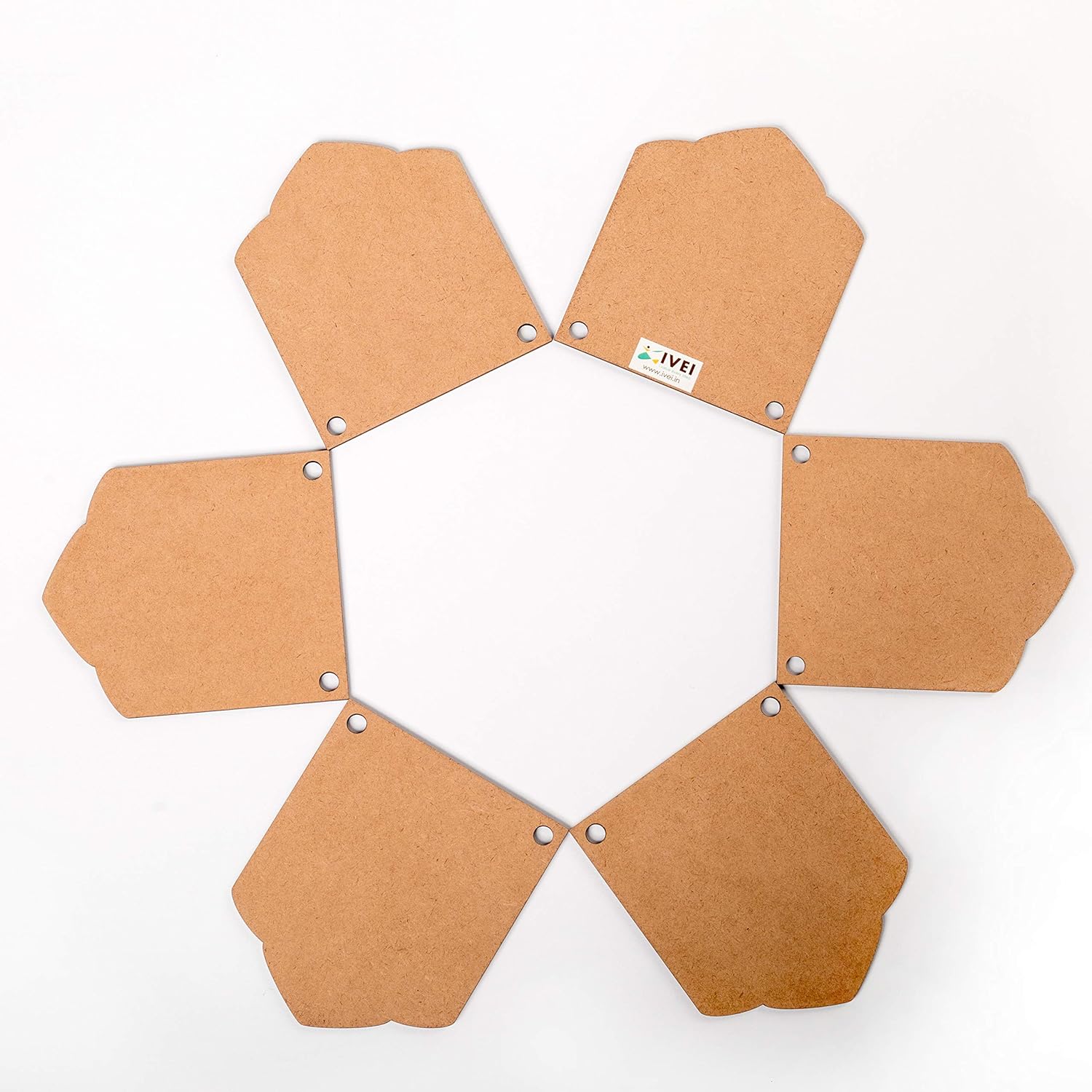 IVEI DIY Wood Sheet Craft - MDF Cutouts Bunting/Toran - Scallop Painting MDF Wooden Sheet Craft - 6pcs for Decoupage MDF Plains, Resin Art Work & Decoration