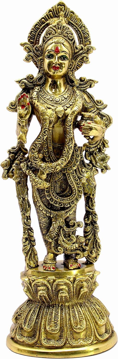 eSplanade Brass Radha Krishna Radhe Krishan Murti Idol Statue Sculpture - Golden - 18" Inches