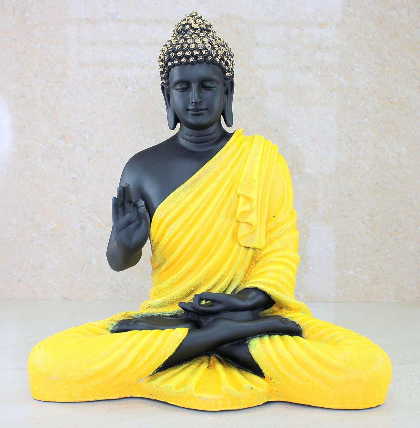 eSplanade Resin Meditating Buddha Showpiece | Home Decor | Idol Statue Figurine Murti | Tibetan Buddhist Statue - 14" Inches Height - Big Size