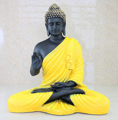 eSplanade Resin Meditating Buddha Showpiece | Home Decor | Idol Statue Figurine Murti | Tibetan Buddhist Statue - 14" Inches Height - Big Size