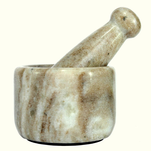 KLEO Marble Stone Mortar and Pestle Set as Okhli Musal Kharad Khallad Spice, Medicine Grinder Masher - 2.5