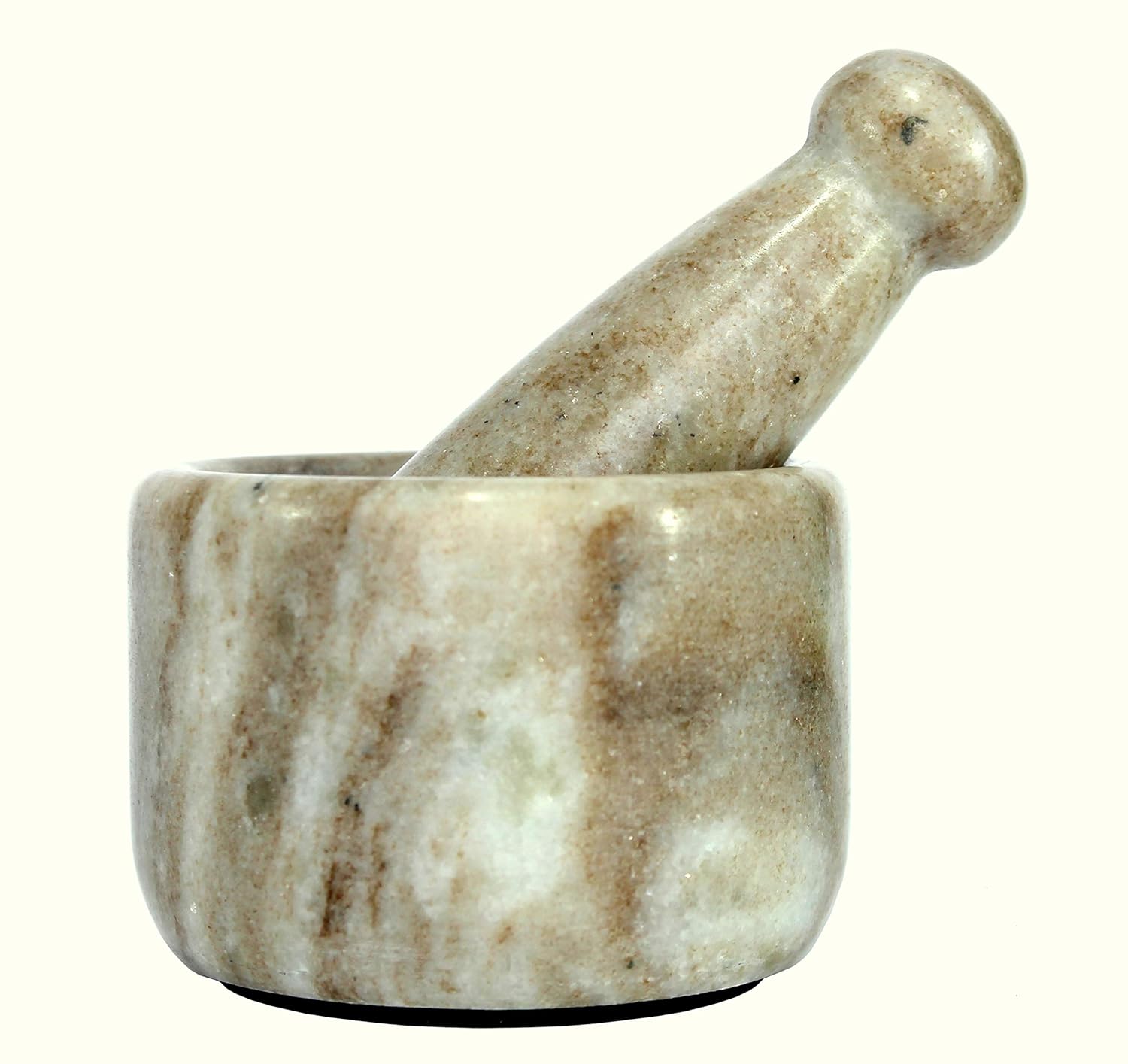 KLEO Marble Stone Mortar and Pestle Set as Okhli Musal Kharad Khallad Spice, Medicine Grinder Masher - 2.5" & 5" Diameter Natural (Beige)