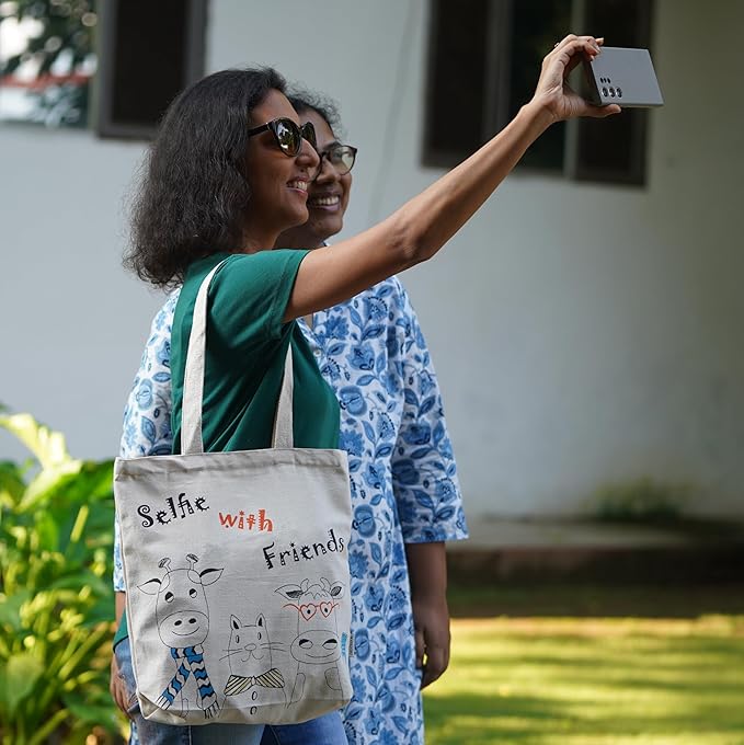 SKAPADORO, Canvas Zip Tote - 100% Cotton, Ecofriendly Printed Tote Bags For Travel, College & Beach, Shopping, Grocery, Easy to Wash Trendy Everyday Shoulder Bag