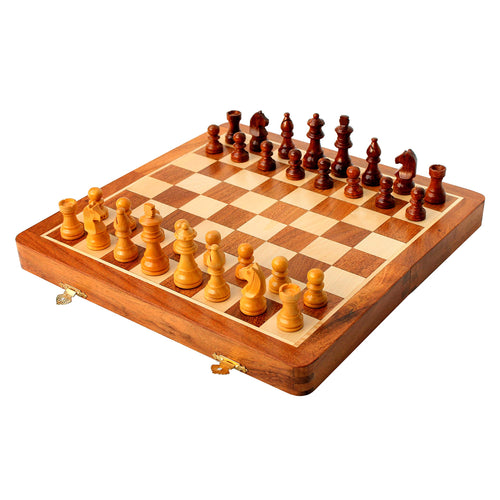 StonKraft Wooden Chess Game Board, Wooden Chess Pieces with Storage Slots (14