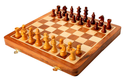 StonKraft Wooden Chess Game Board, Wooden Chess Pieces with Storage Slots (14" x 14" Inch)
