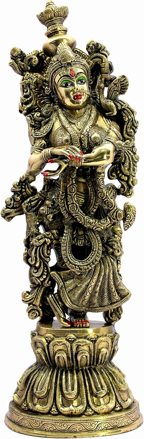 eSplanade Brass Radha Murti Idol Statue Sculpture - Antique - 21" Inches (Big Size)