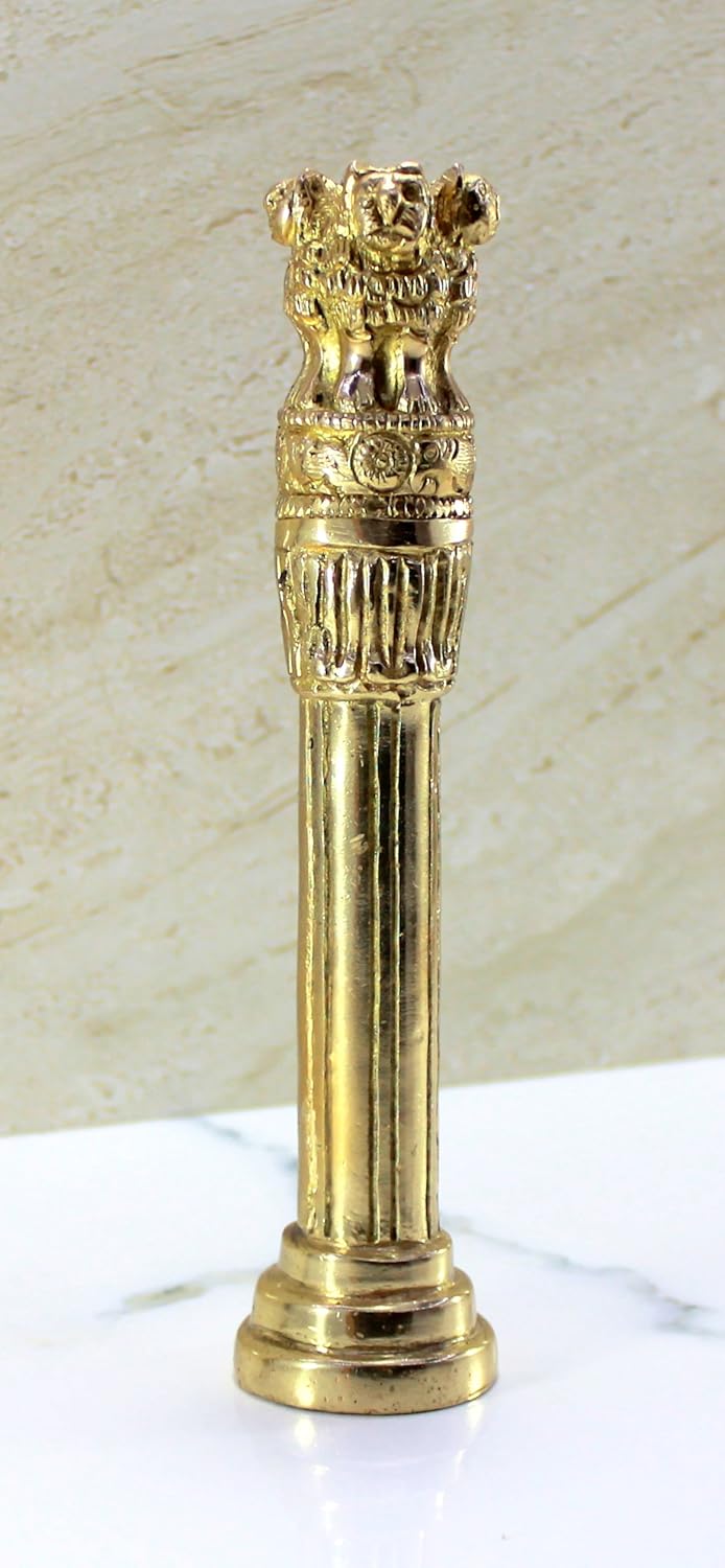 StonKraft 7.5" Brass Ashok Sthambh/Ashoka Stambh (Stoop) Pillar Indian Memento Statue Showpiece - Gift for Home Decorative (Decor), Office, Table Decoration