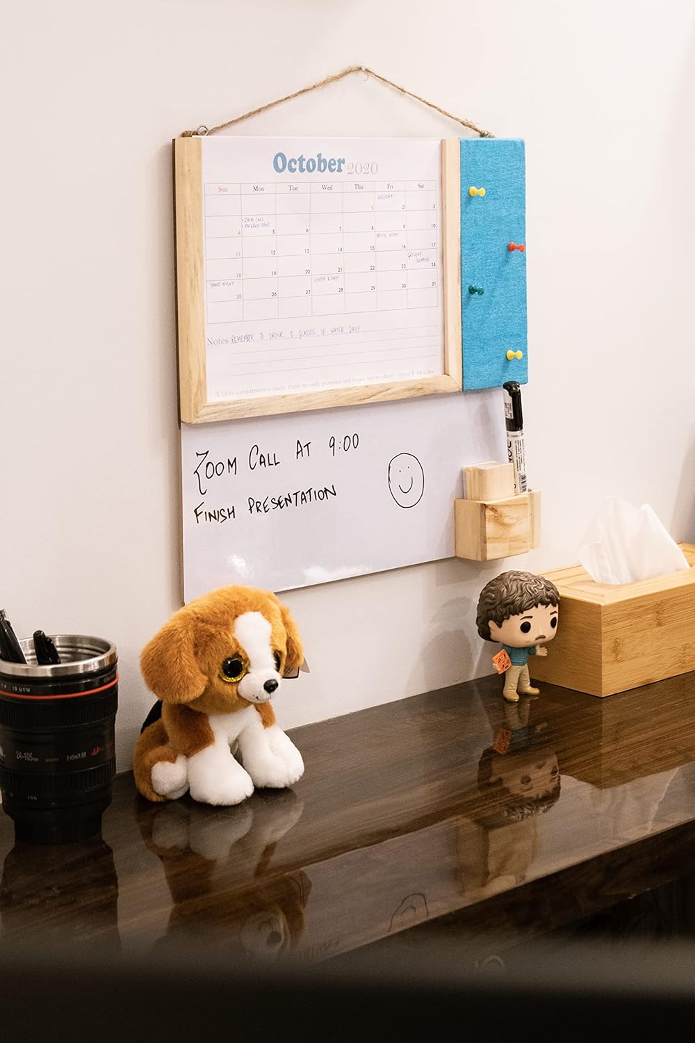 IVEI Planner Combination Board - Blue- pin Board and whiteboard Combination Board with Planner - Dry Erase Board - Bulletin Board - Innovative Organizer- Office and Home