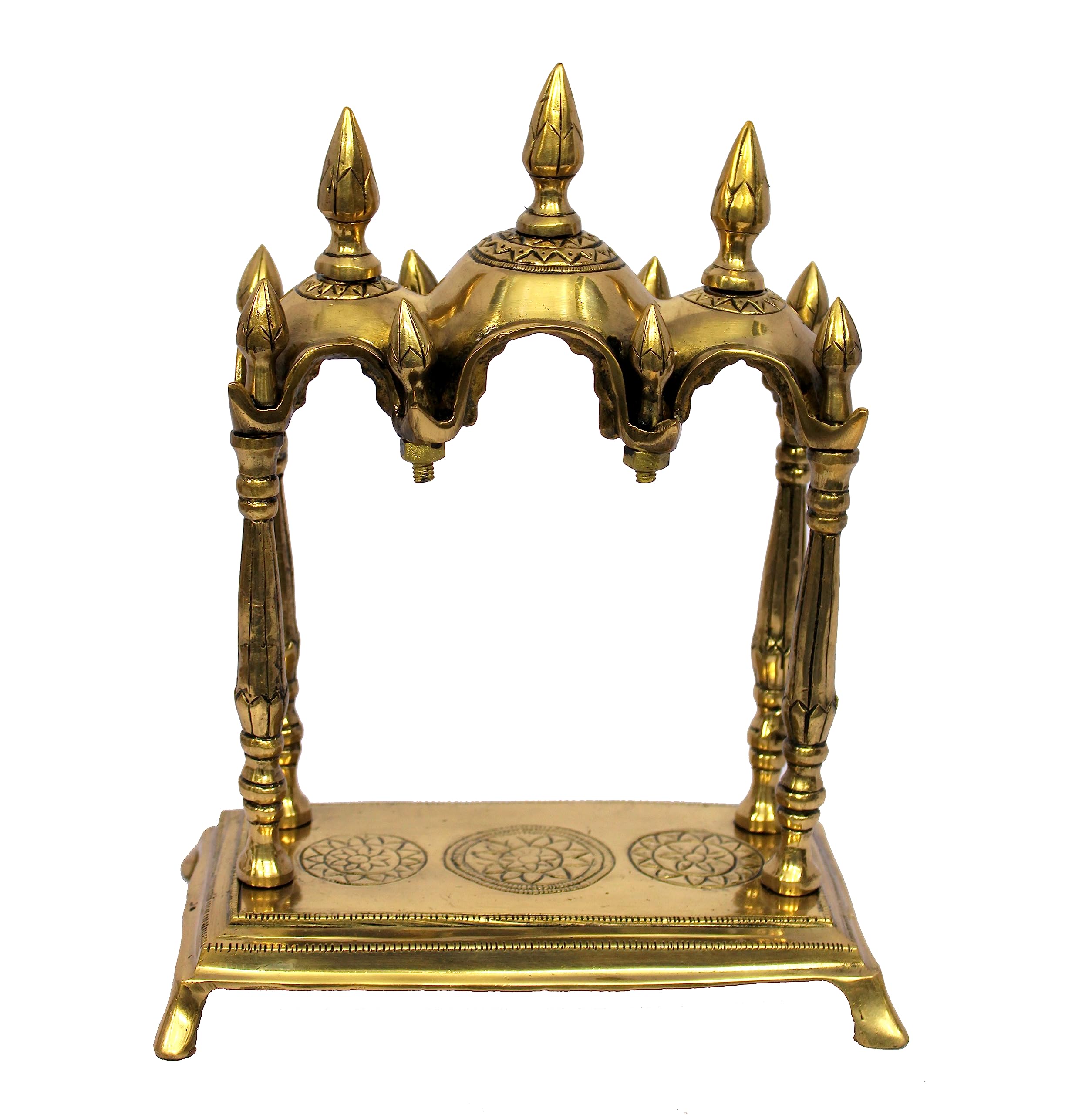 ESPLANADE - Brass 3 Domed Temple Mandir for Home - Puja Items - Home Decor - Golden