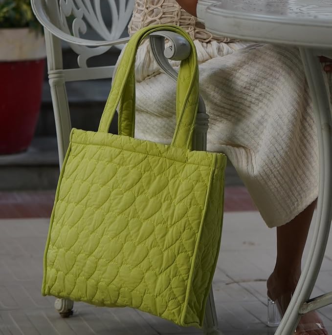 SKAPADORO Quilted Cotton Tote Bag, Multipurpose Hand Bag for Women, Girls For Shopping Travel College, Office, Everyday Use Shoulder Bag, Washable & Eco-friendly - Blue & Green Design