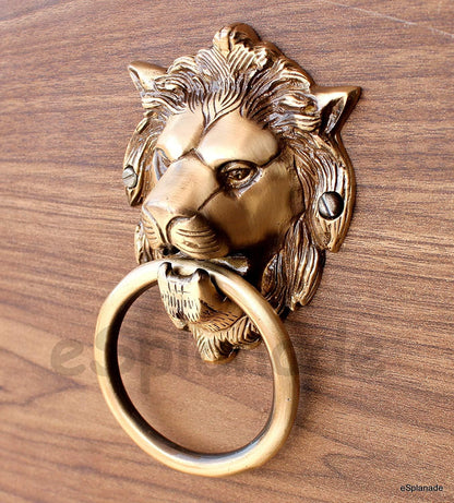 eSplanade - 6.75" Inches Brass Lion Face Door Knocker - Door Decor | Home Decor