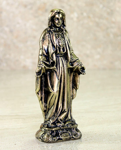 eSplanade Brass Mother Mary Statue Spiritual Idols - 5.75 inches | Religious Statues | Holy Statue of Christians