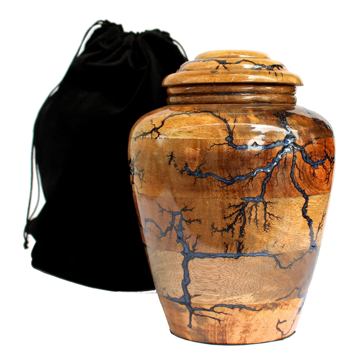 ESPLANADE Cremation Urn for Ashes & Mortal Remains, Keepsake Memorial, Handmade Beautiful Urns for Humans and Pets, Antique Cremation Urn, Container Jar Pot | Wood - 8inch (Dark Brown)