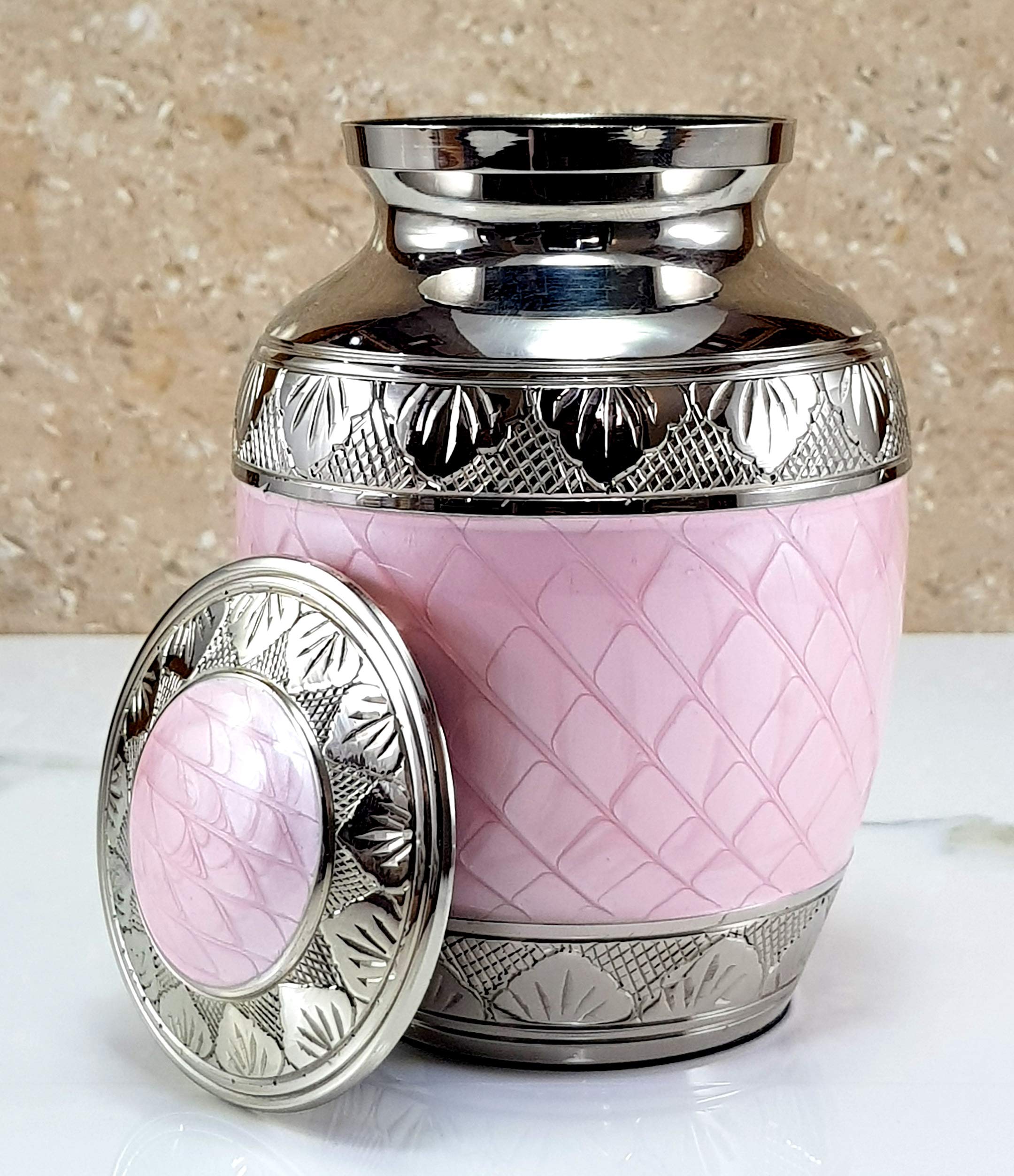 eSplanade Metal Cremation Urn Memorial Jar Pot Container | Medium Size Urn for Funeral Ashes Burial | Engraved Metal Urn