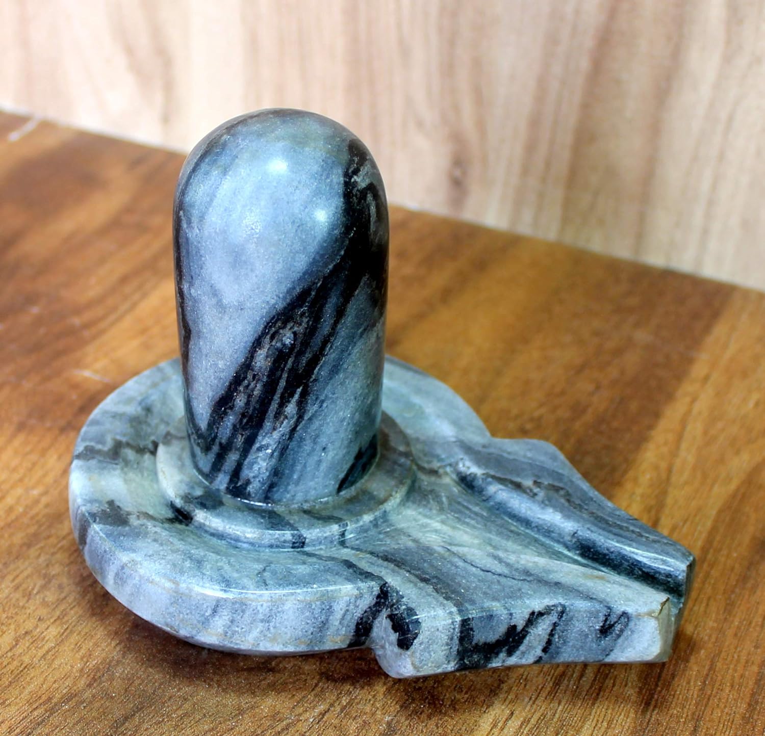 KLEO Baahubali Design Big Size Grey/Black Natural Stone Shiva Lingam Shiv Ling Idol Murti for Daily Pooja Purpose- 4.25, 5 inches