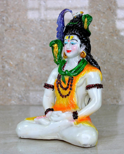 Esplanade Resin Shiva Shiv Adiyogi Natraj Idol Murti Figurine for Pooja at Home and mandir - 9" Inches - Multi