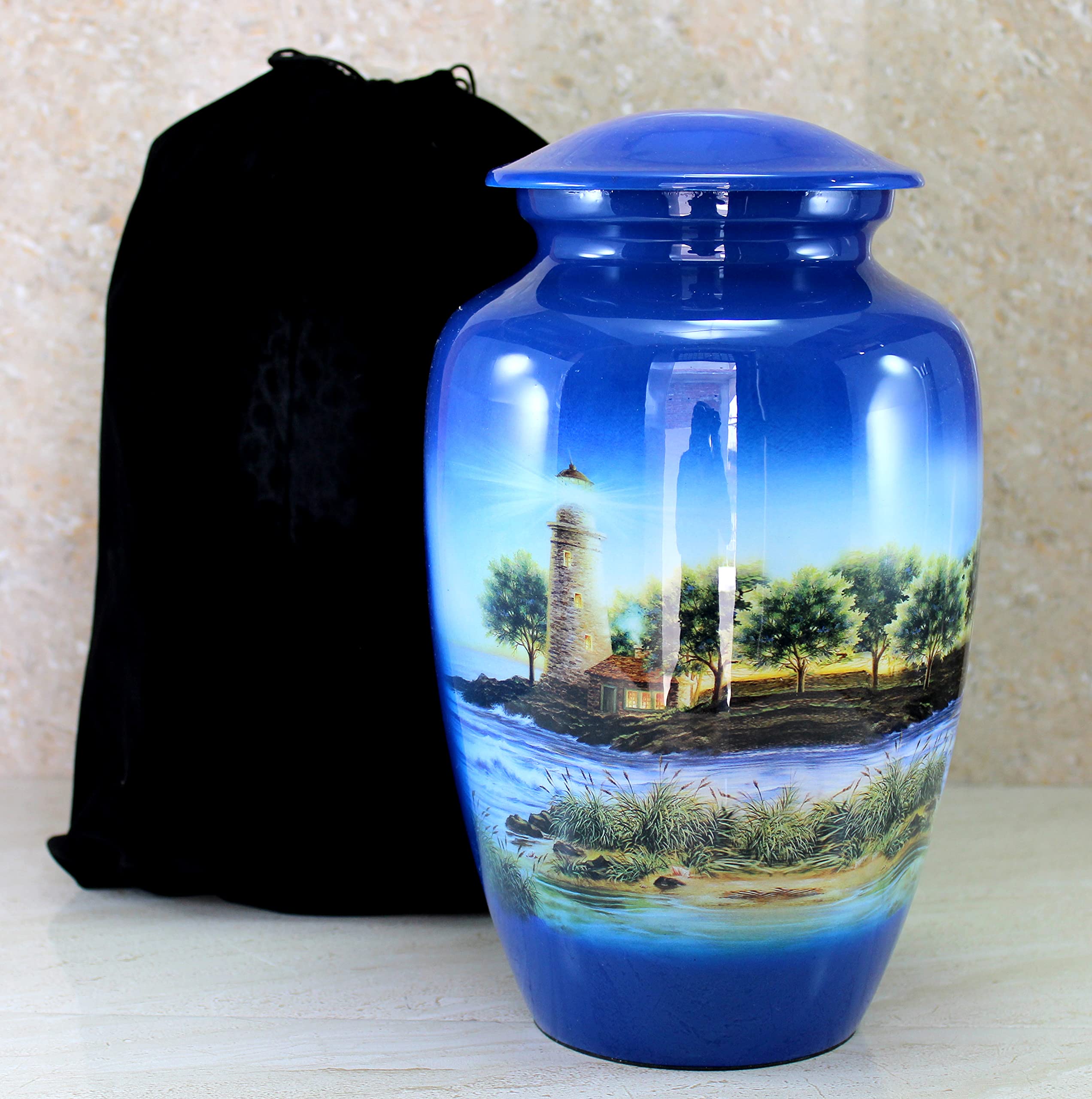 eSplanade Metal Cremation Urn Memorial Jar Pot Container | Full Size Printed Urn for Funeral Ashes Burial | Metal Urns | (Multicolor) - 10" Inches