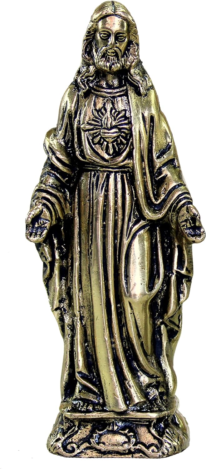 eSplanade Brass Mother Mary Statue Spiritual Idols - 5.75 inches | Religious Statues | Holy Statue of Christians