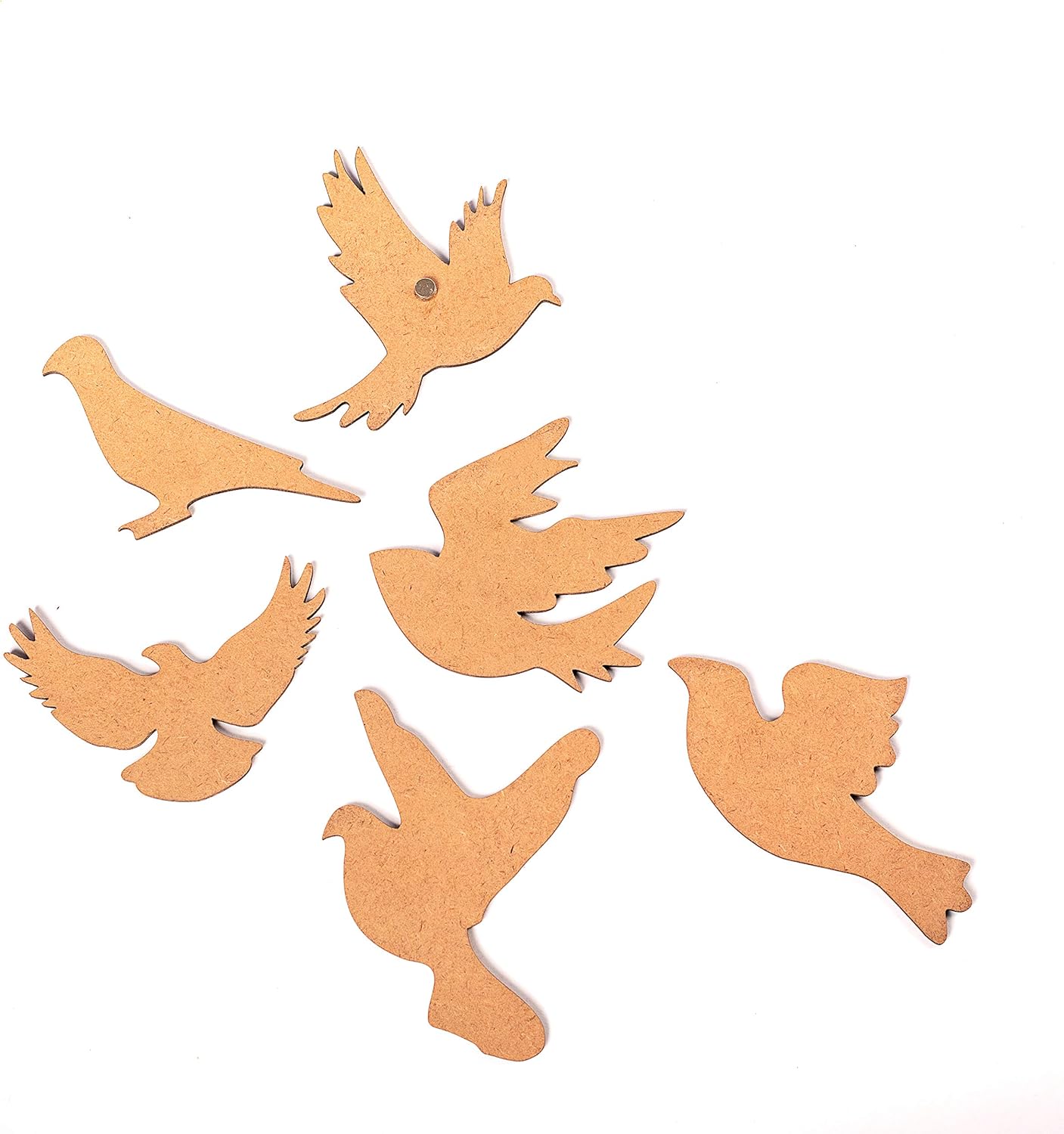 IVEI DIY MDF Bird Magnets - Set of 6-Shaped MDF Fridge Magnet Blanks Cutouts - for Painting Wooden Sheet Craft, Decoupage, Resin Art Work & Decoration