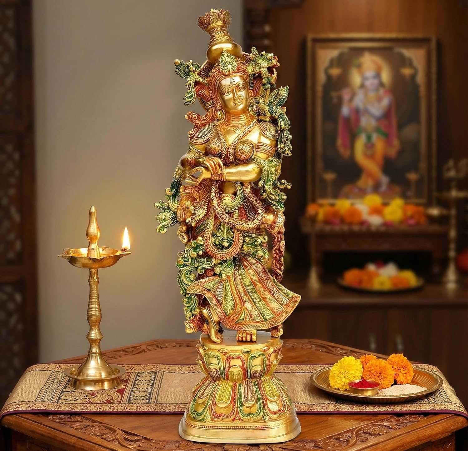 ESPLANADE - Brass Radha - Very Big Size - Brass Radha Murti Idol Statue Sculpture (29") (Very Big Radha)