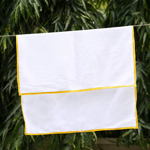 Jacha & Bacha Pure Soft Cotton Dhoti Towels for Babies/Kids Set of 2 Towels-Yellow (Blue) | Light Weight Towels for Kids | Travel Friendly Bath Towels for Children