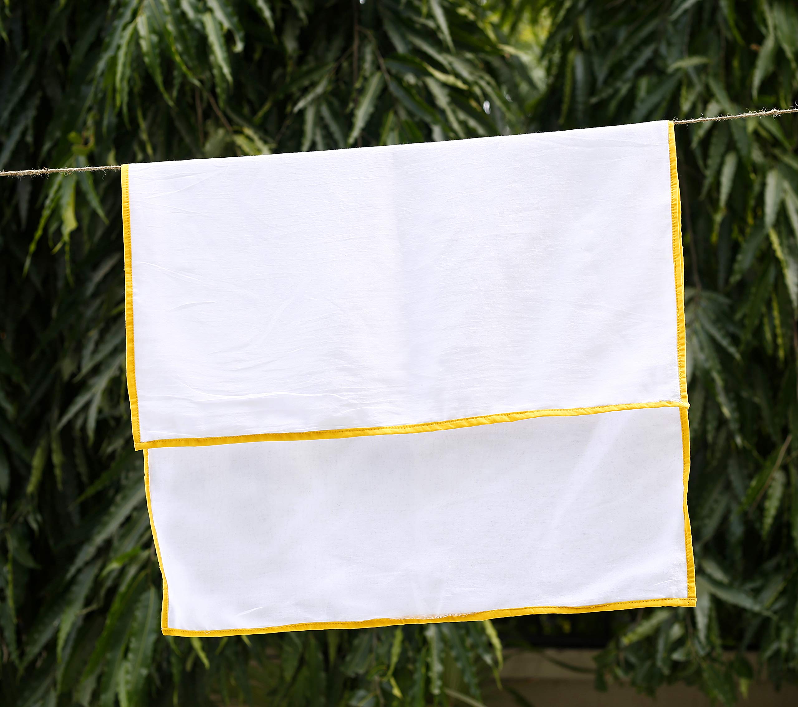 Jacha & Bacha Pure Soft Cotton Dhoti Towels for Babies/Kids Set of 2 Towels-Yellow (Blue) | Light Weight Towels for Kids | Travel Friendly Bath Towels for Children