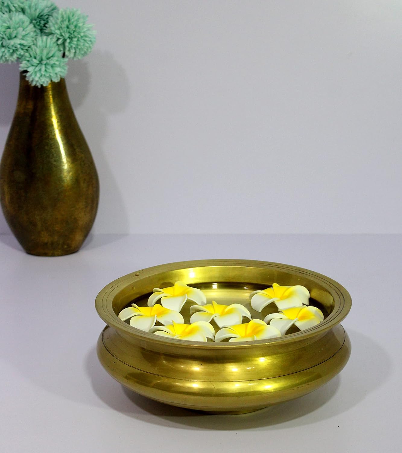 eSplanade - Ethnic Decorative Brass Urli Traditional Bowl Showpiece | Home Decor | Vastu for Home - 9.5" Inches Dia.