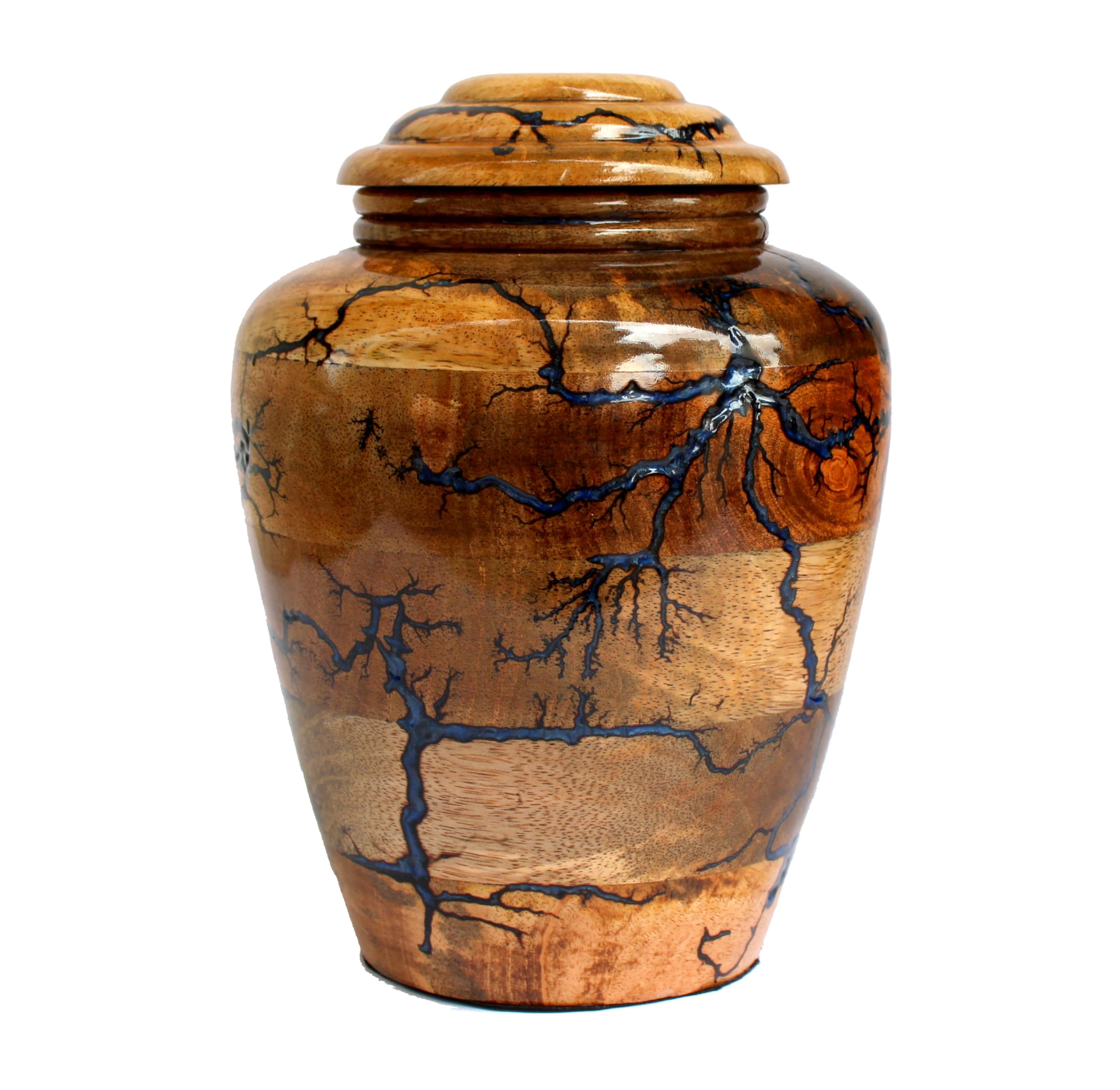 ESPLANADE Cremation Urn for Ashes & Mortal Remains, Keepsake Memorial, Handmade Beautiful Urns for Humans and Pets, Antique Cremation Urn, Container Jar Pot | Wood - 8inch (Dark Brown)