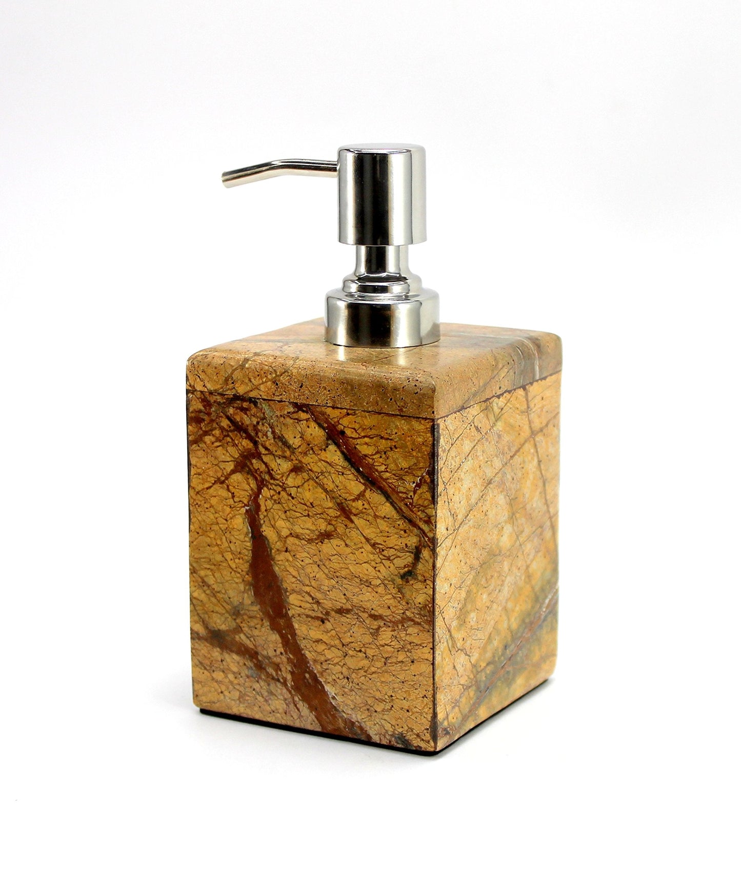 KLEO Lotion Dispenser Soap Dispenser - Made of Natural Stone - Bathroom Accessories Bath Set (Brown)