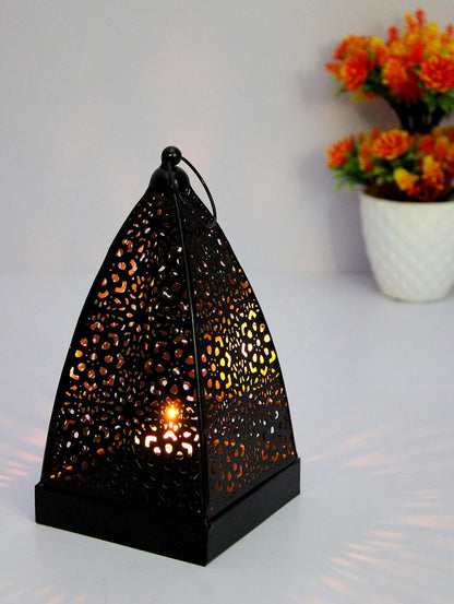 eSplanade Moroccan Lamp Metal Lantern Hanging Lamp Tealight Candle Holder - 7.5" Inches - Black