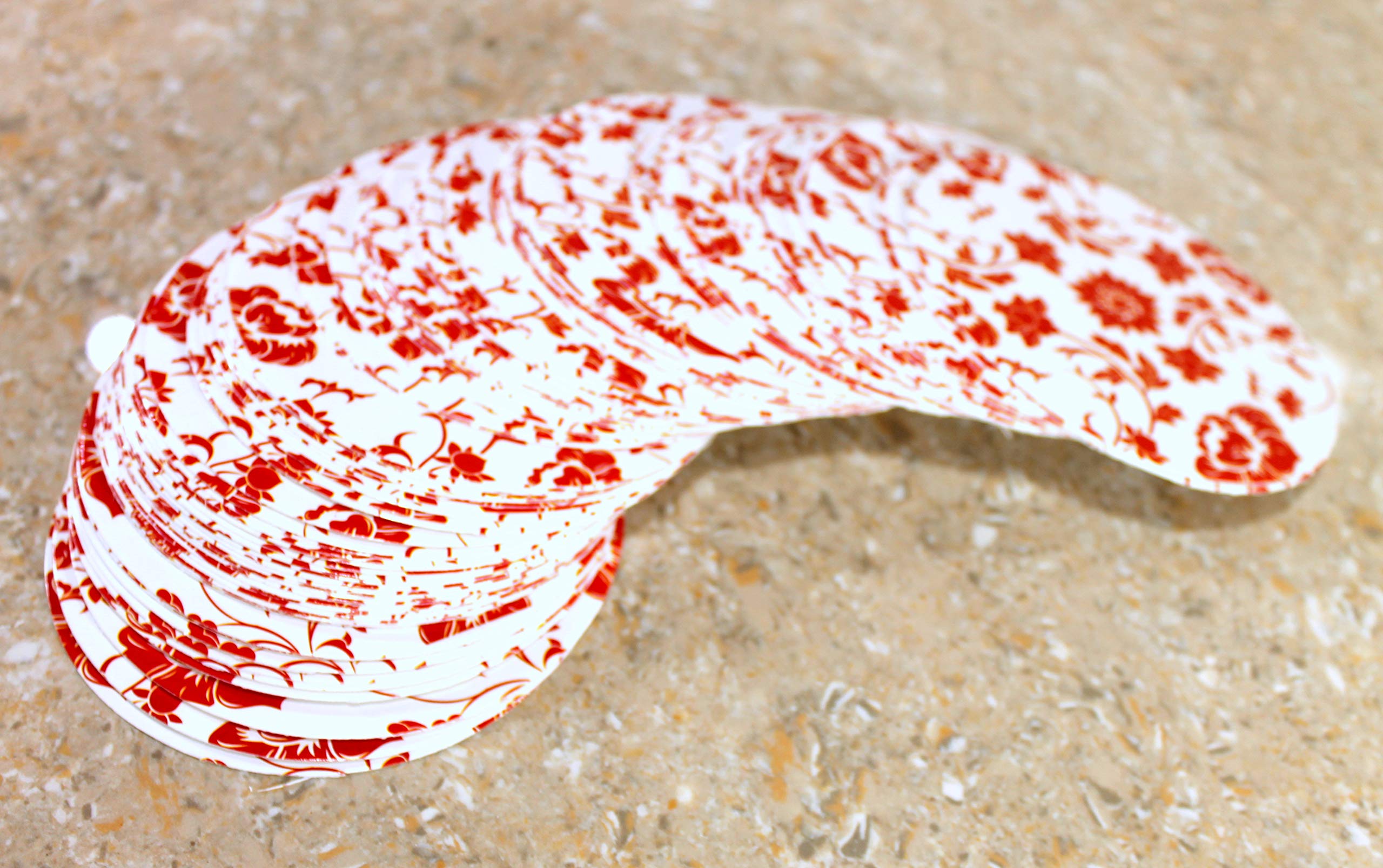 eSplanade Disposable Printed Paper Coasters - Use and Throw Reversible Round Paper Coasters - Set of 100 - Red & Black Floral