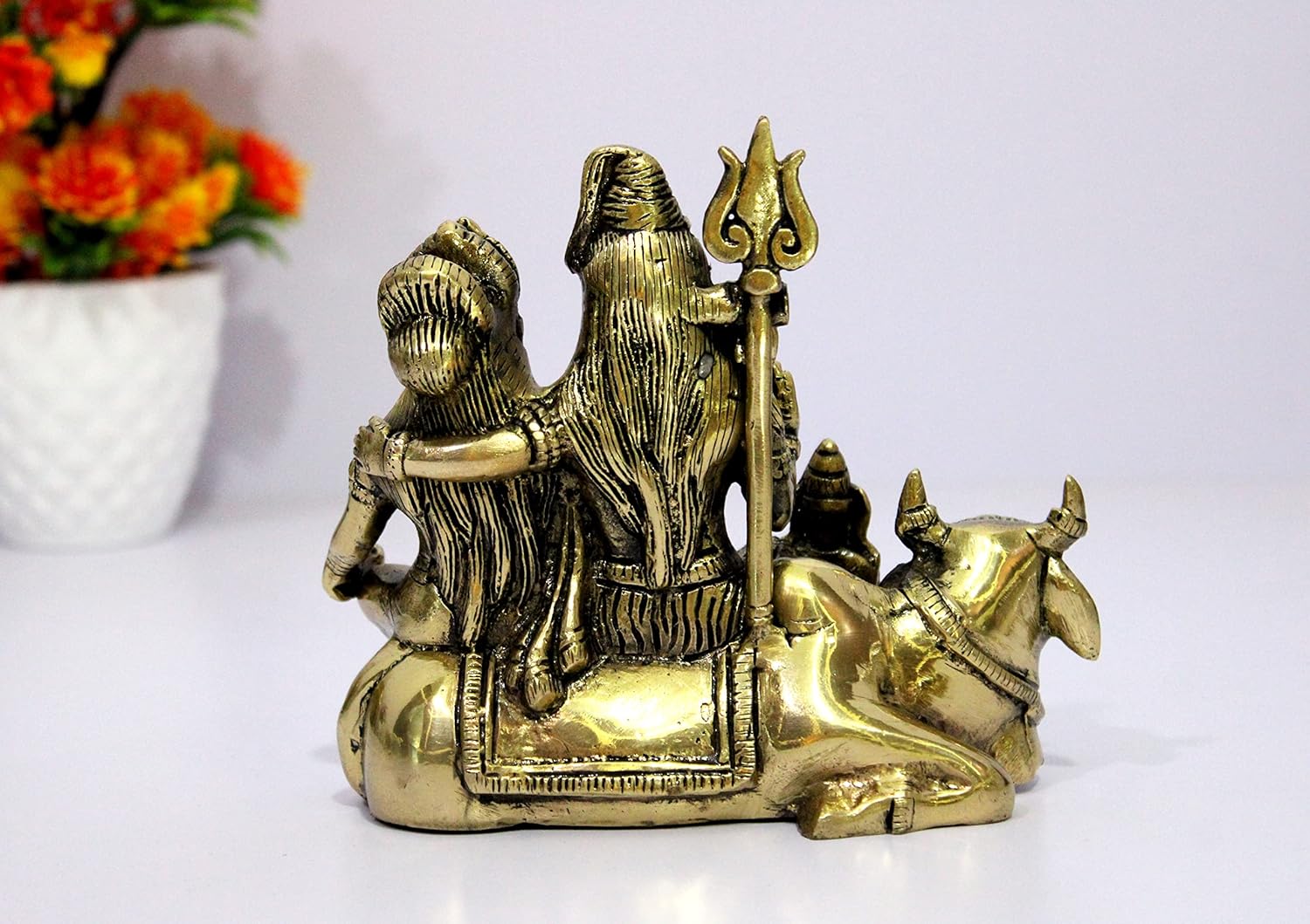 ESPLANADE Brass Shiv Pariwar - Shiva Family - Shiv Parvati Shiva Bholenath Shankar Ganesha Nandi Murti Moorti Idol Statue Sculpture - 5.5" Inches