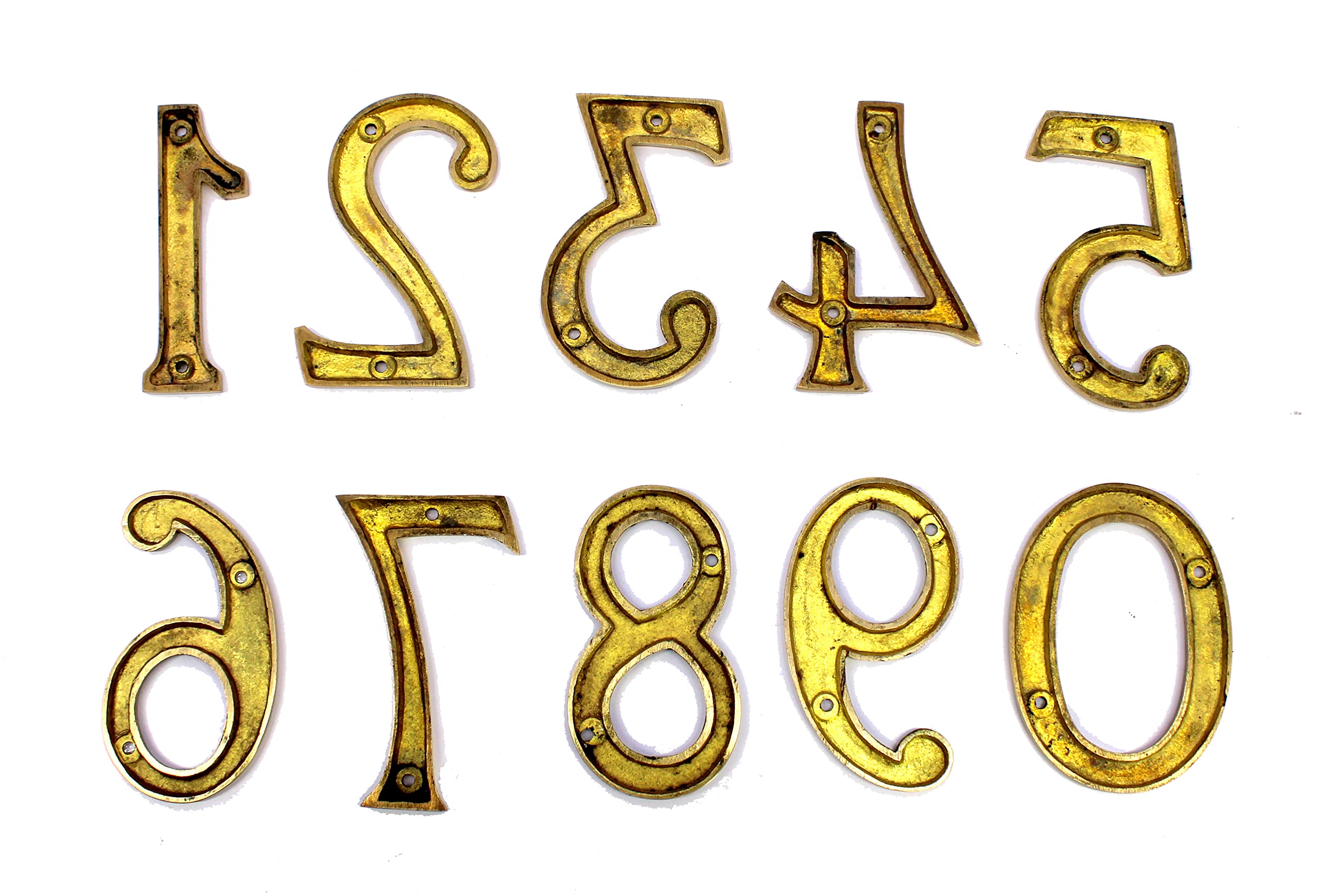 eSplanade 4" Brass House Hotel Door Number Plaque Numeric Numerical Digit 0-9