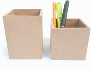 IVEI DIY MDF Stationery Holder Wood Sheet Craft - Plain MDF Cutouts Pen-Pencil Stationery Stand Desktop Organizer - Set of 2 for Painting Wooden Sheet Craft, Decoupage, Resin Art Work & Decoration