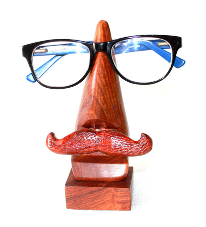 StonKraft Rosewood Handmade Wooden Nose Shaped Spectacle Holder Specs Stand for Office Desktop/Tabletop